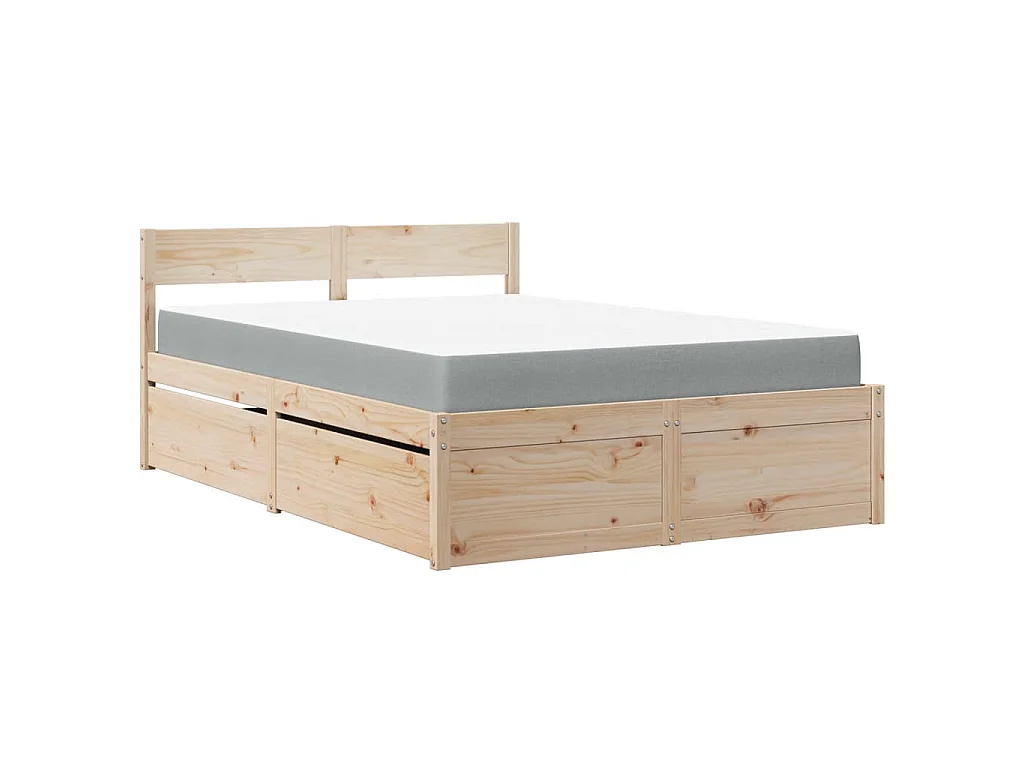 Bed met lades en matras massief grenenhout 140x190 cm