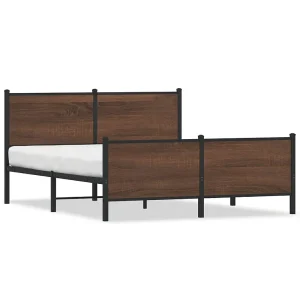Bedframe zonder matras metaal bruin eikenkleurig 160×200 cm