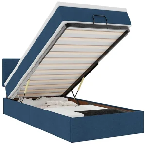 Bed met matras 90×200 cm stof blauw