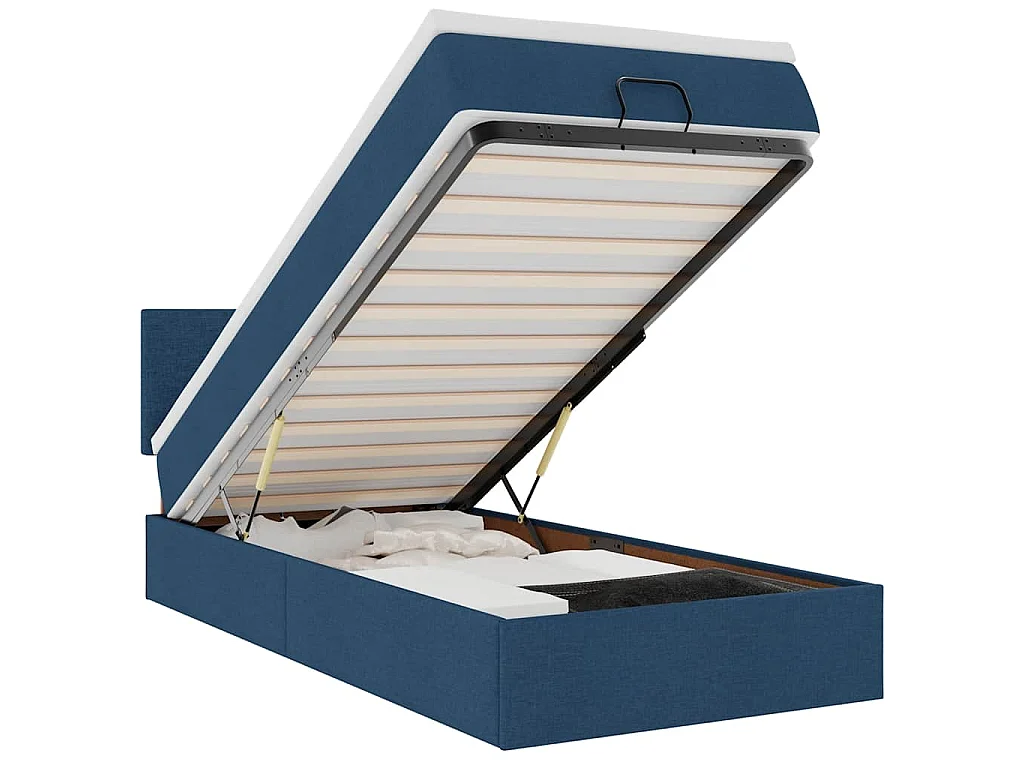Bed met matras 90x200 cm stof blauw