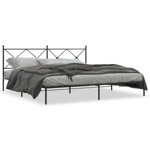 Bedframe met hoofdbord metaal zwart 193×203 cm Bedframe met hoofdbord metaal zwart 193×203 cm