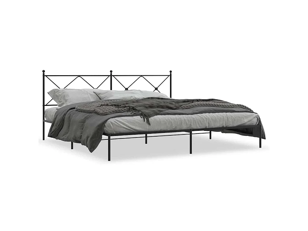 Bedframe met hoofdbord metaal zwart 193x203 cm