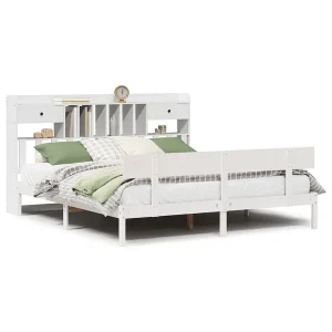 Bed met boekenkast zonder matras grenenhout wit 180×200 cm Bed met boekenkast zonder matras grenenhout wit 180×200 cm