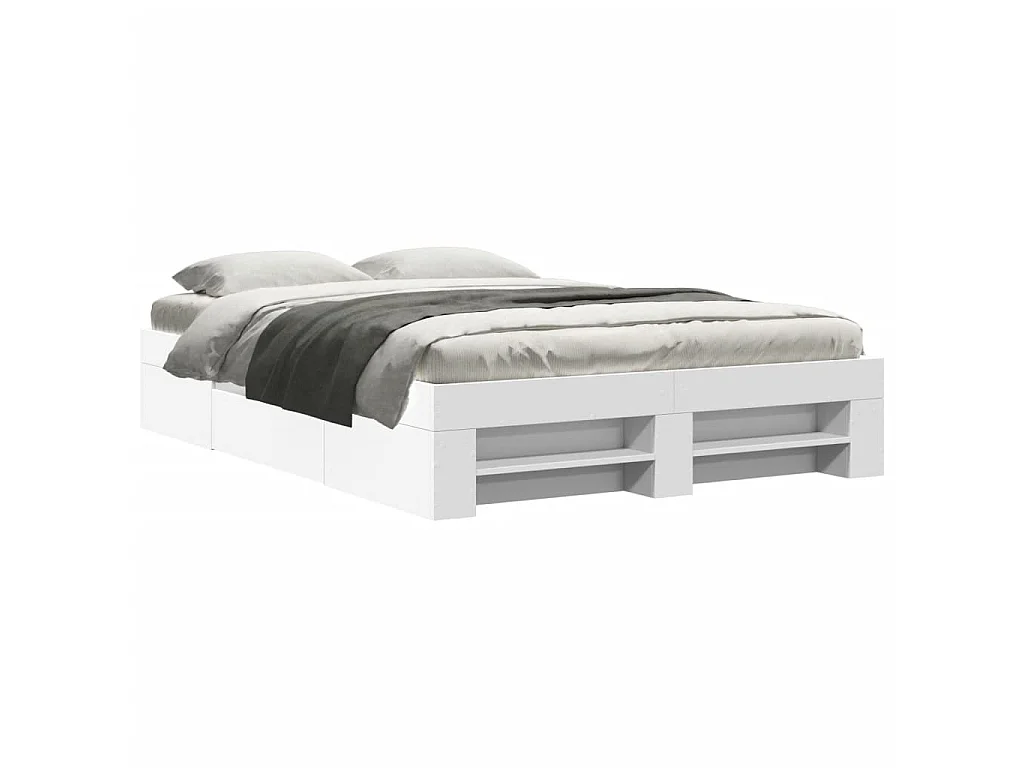 Bedframe massief hout wit 140x190 cm