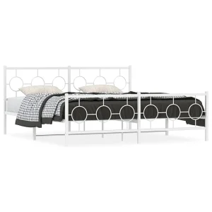 Bedframe met hoofd- en voeteneinde metaal wit 183×213 cm Bedframe met hoofd- en voeteneinde metaal wit 183×213 cm