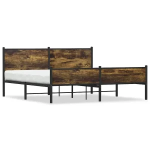 Bedframe zonder matras metaal gerookt eikenkleurig 180×200 cm Bedframe zonder matras metaal gerookt eikenkleurig 180×200 cm