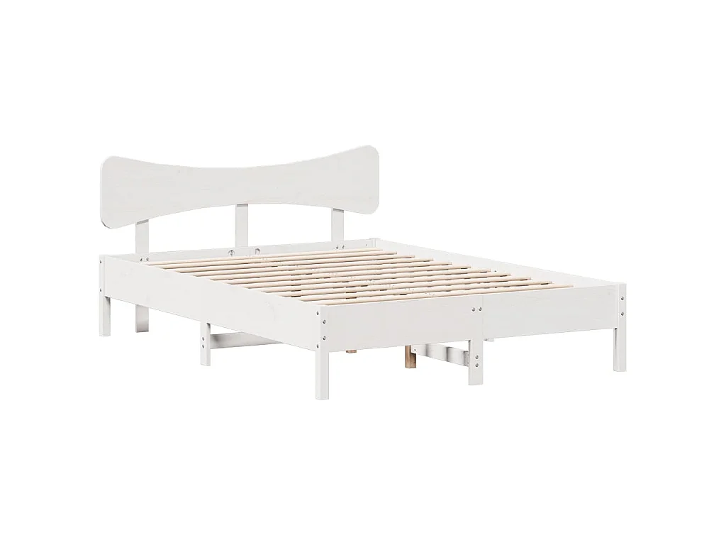 Bedframe zonder matras massief grenenhout wit 120x200 cm