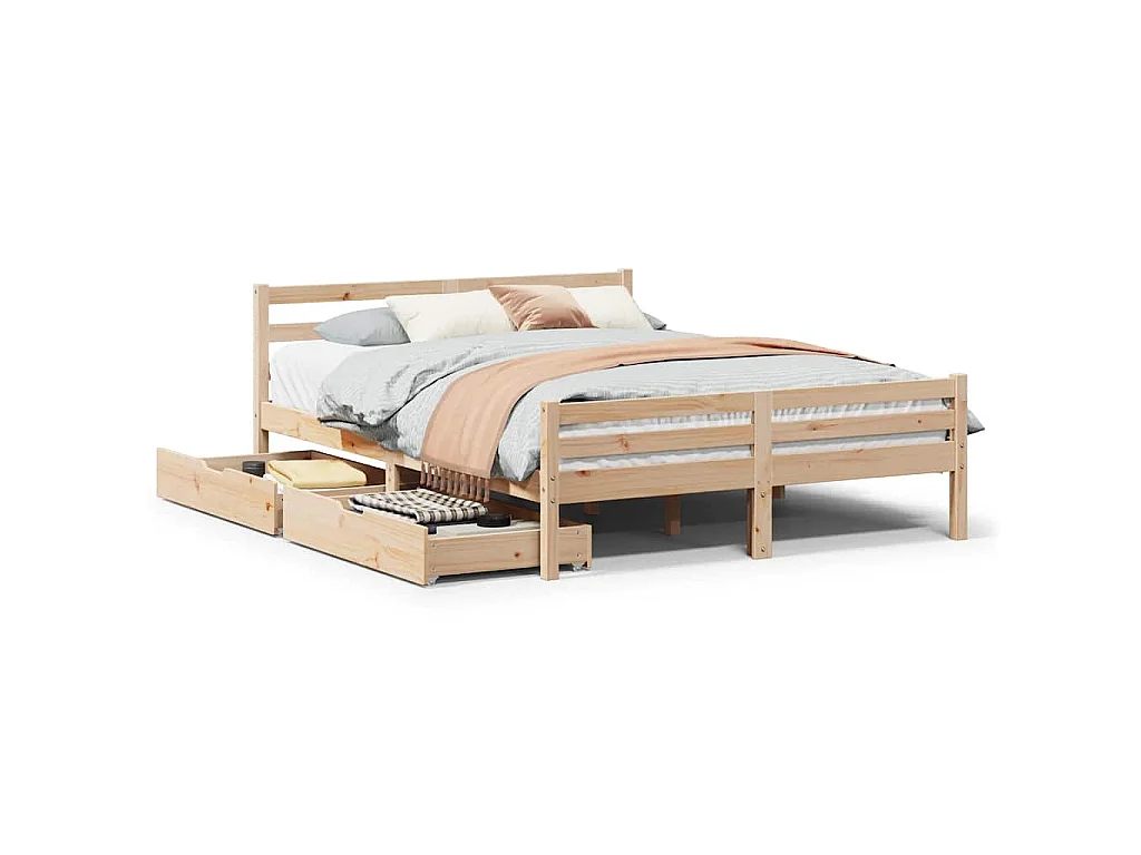 Bedframe zonder matras massief grenenhout 135x190 cm