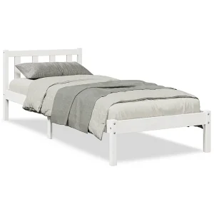Bedframe extra lang zonder matras grenenhout wit 90×210 cm Bedframe extra lang zonder matras grenenhout wit 90×210 cm