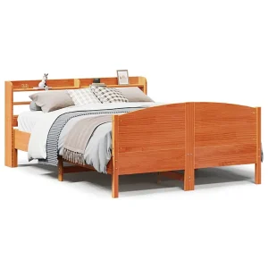 Bedframe zonder matras massief grenenhout wasbruin 120×190 cm