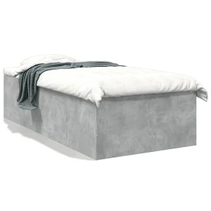 Bedframe bewerkt hout betongrijs 75×190 cm