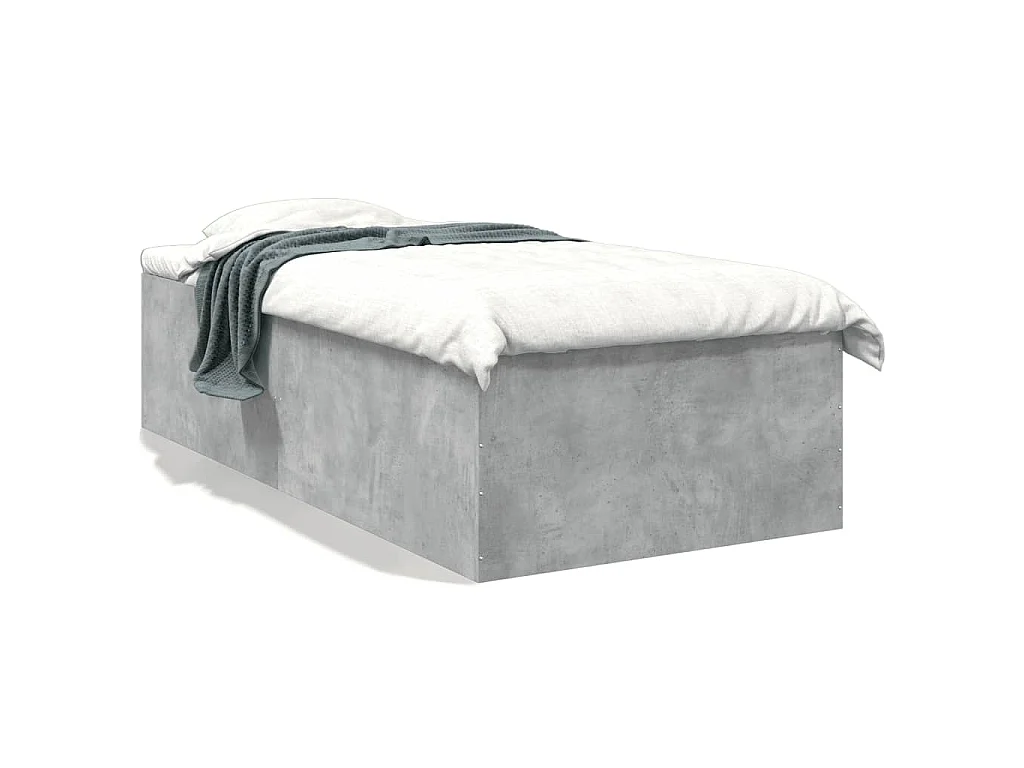 Bedframe bewerkt hout betongrijs 75x190 cm