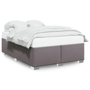 Bedframe kunstleer grijs 140×190 cm