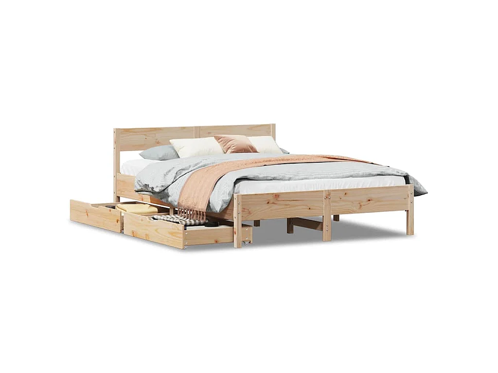 Bedframe zonder matras massief grenenhout 135x190 cm