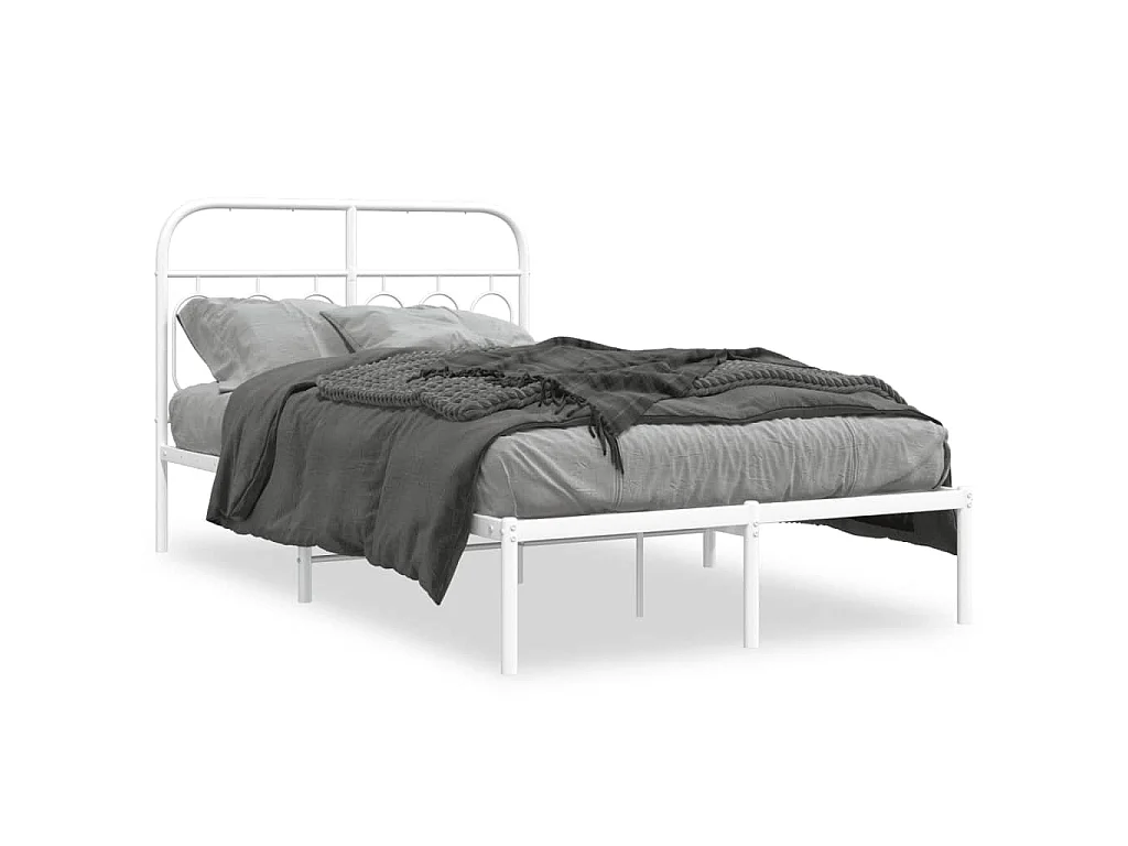 Bedframe met hoofdbord metaal wit 120x200 cm