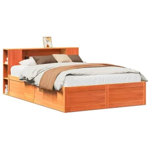 Bedframe zonder matras massief grenenhout wasbruin 135×190 cm Bedframe zonder matras massief grenenhout wasbruin 135×190 cm