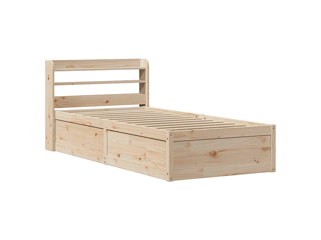 Bedframe met hoofdbord massief grenenhout 90x190 cm