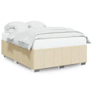 Bedframe zonder matras stof crèmekleurig 140×190 cm