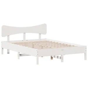 Bedframe zonder matras massief grenenhout wit 135×190 cm Bedframe zonder matras massief grenenhout wit 135×190 cm