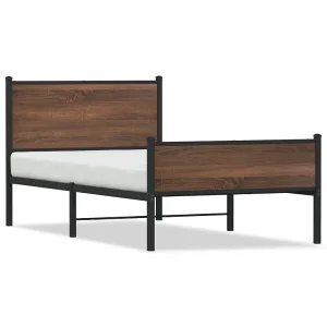 Bedframe zonder matras metaal bruin eikenkleurig 100×190 cm Bedframe zonder matras metaal bruin eikenkleurig 100×190 cm