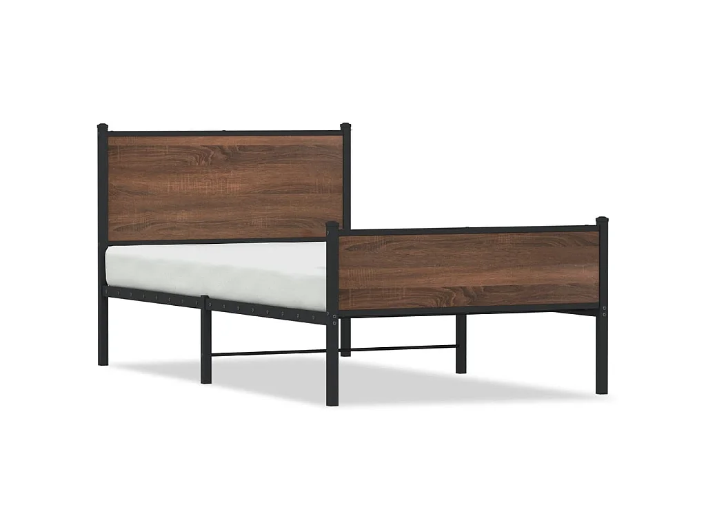 Bedframe zonder matras metaal bruin eikenkleurig 100x190 cm