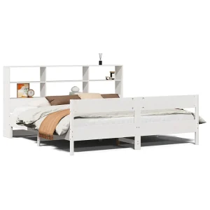 Bed met boekenkast zonder matras grenenhout wit 180×200 cm Bed met boekenkast zonder matras grenenhout wit 180×200 cm