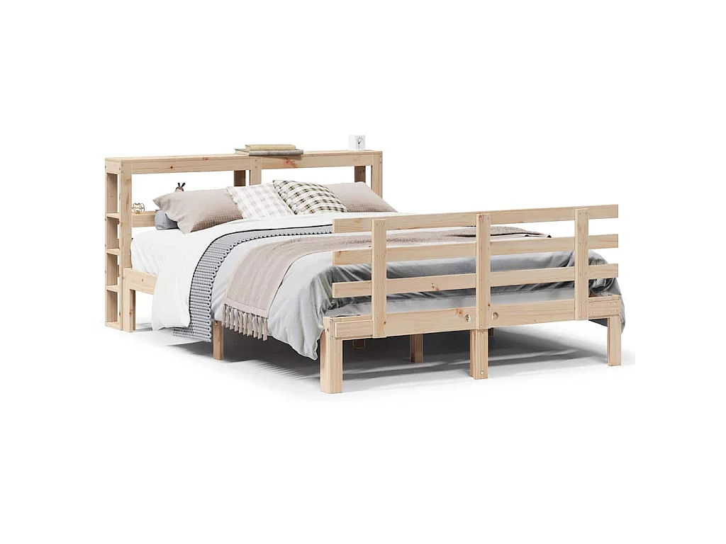 Bedframe met hoofdbord massief grenenhout 150x200 cm