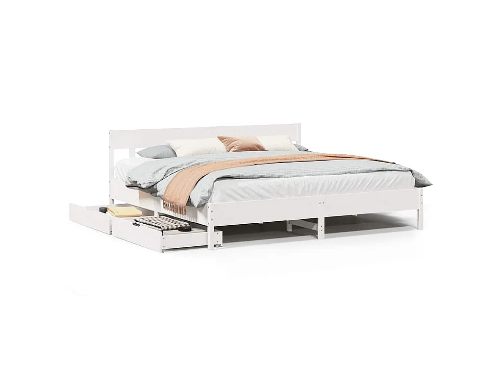 Bedframe zonder matras massief grenenhout wit 200x200 cm