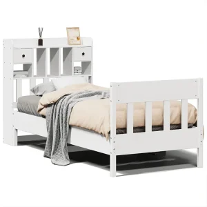 Bedframe zonder matras massief grenenhout wit 90×200 cm Bedframe zonder matras massief grenenhout wit 90×200 cm