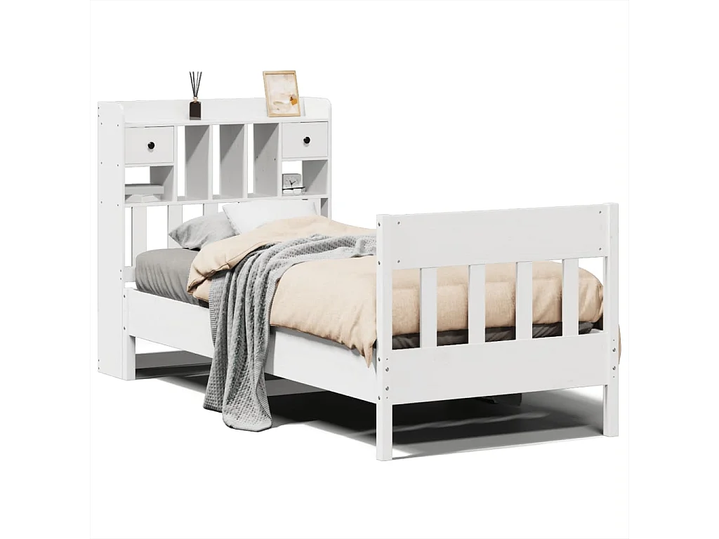 Bedframe zonder matras massief grenenhout wit 90x200 cm