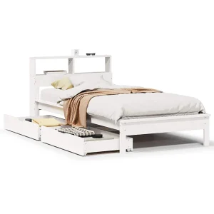 Bed met boekenkast zonder matras grenenhout wit 90×190 cm Bed met boekenkast zonder matras grenenhout wit 90×190 cm