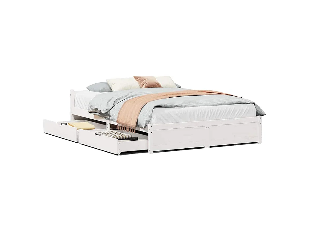 Bedframe zonder matras massief grenenhout wit 140x200 cm