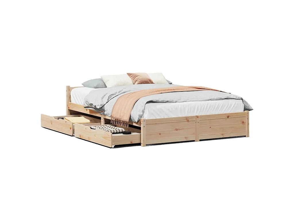 Bedframe zonder matras massief grenenhout 140x190 cm