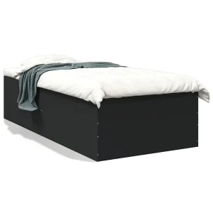 Bedframe bewerkt hout zwart 75×190 cm Bedframe bewerkt hout zwart 75×190 cm