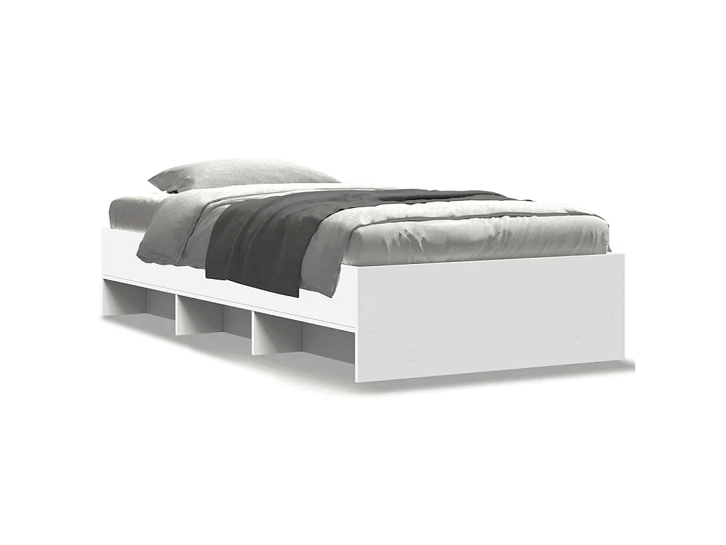 Bedframe bewerkt hout wit 75x190 cm