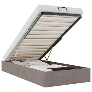 Bedframe zonder matras 100×200 cm stof taupe Bedframe zonder matras 100×200 cm stof taupe
