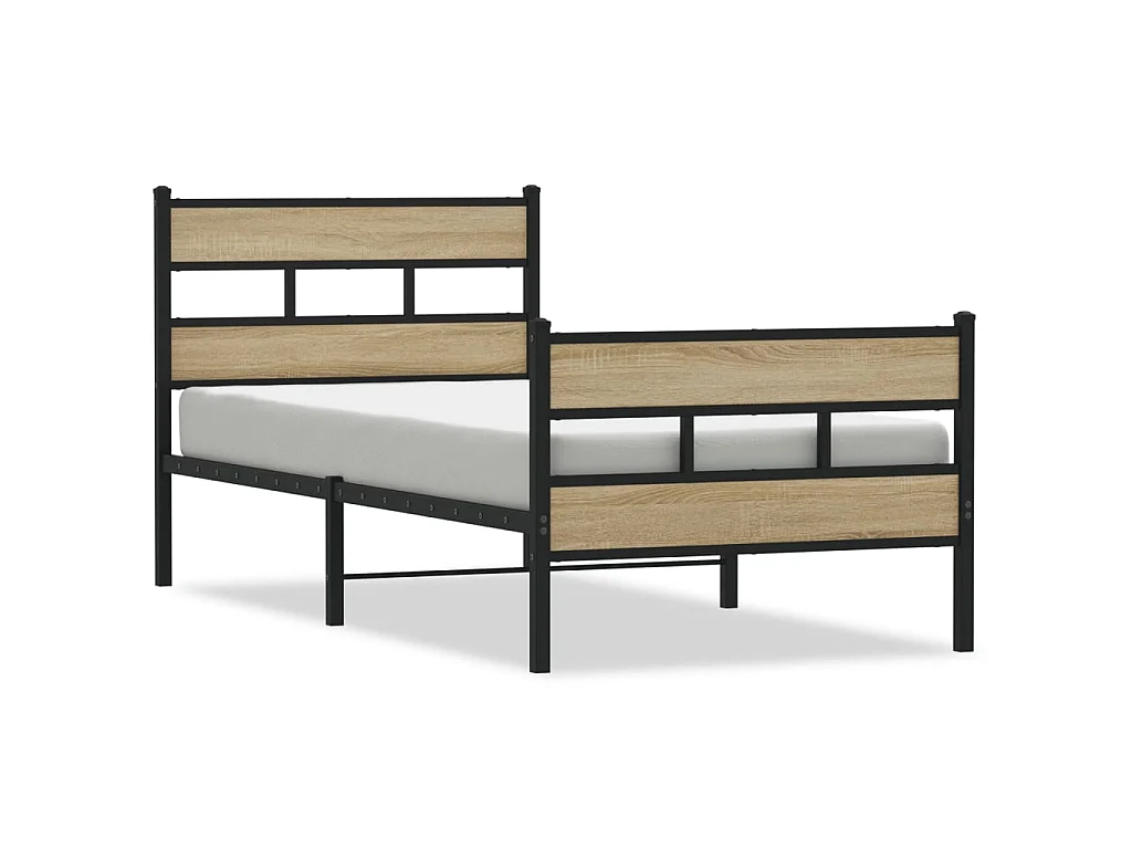 Bedframe zonder matras metaal sonoma eikenkleurig 90x190 cm