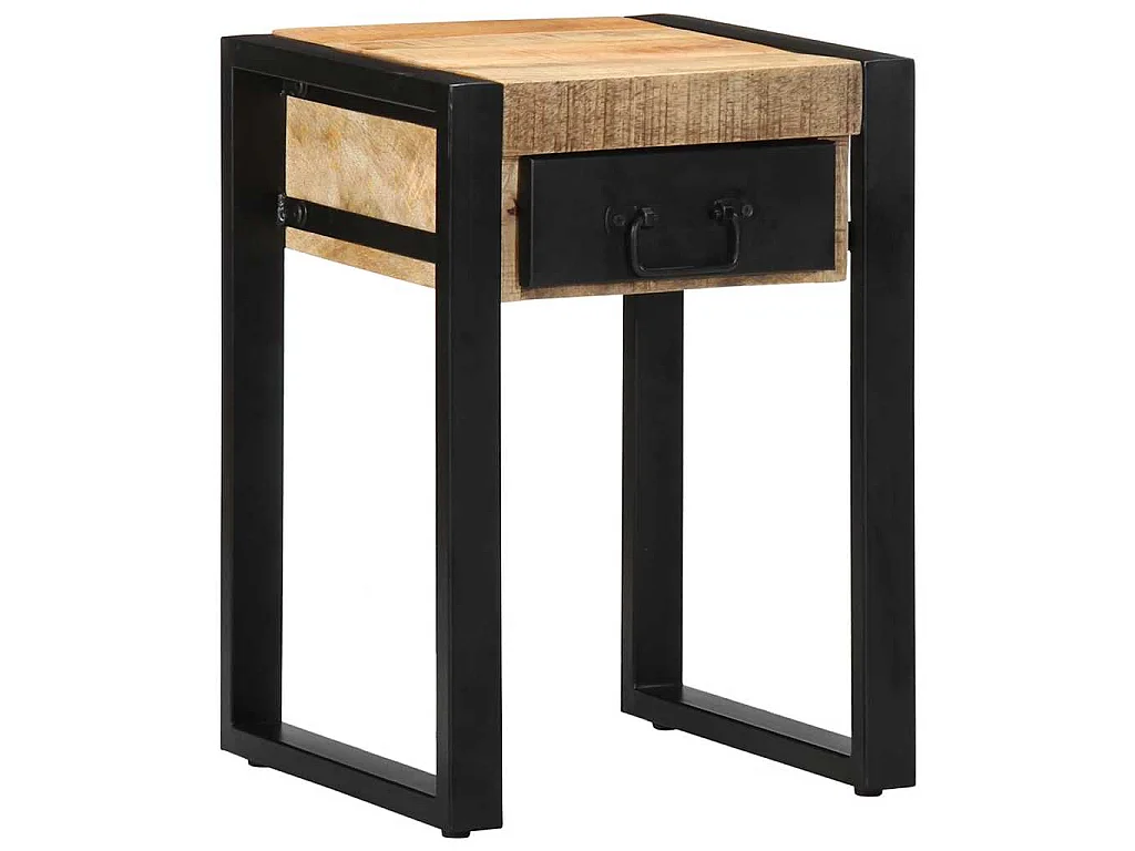 Bijzettafel 35x35x50 cm massief ruw mangohout