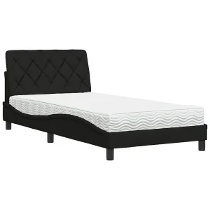 Bed met matras stof zwart 100×200 cm Bed met matras stof zwart 100×200 cm