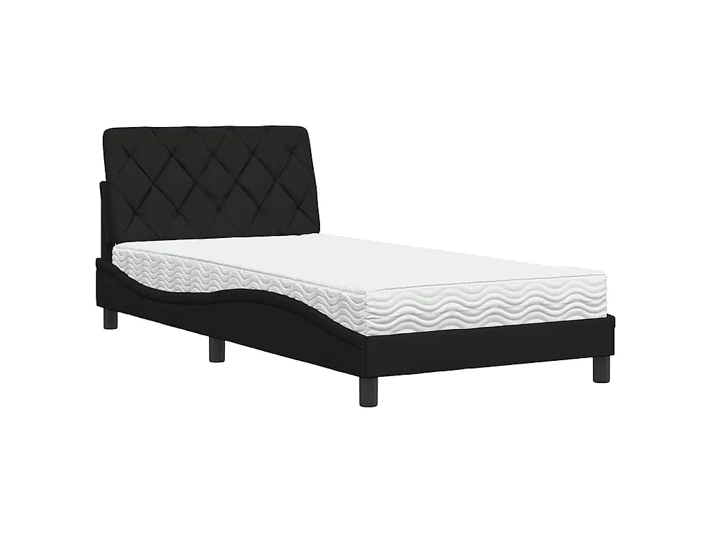 Bed met matras stof zwart 100x200 cm