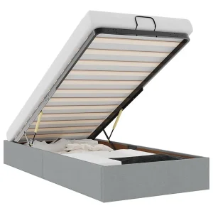 Bedframe zonder matras 90×200 cm stof lichtgrijs Bedframe zonder matras 90×200 cm stof lichtgrijs