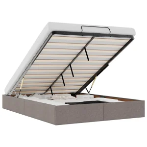 Bedframe zonder matras 140×190 cm stof taupe Bedframe zonder matras 140×190 cm stof taupe