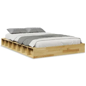 Bedframe zonder matras 120×190 cm massief hout eiken Bedframe zonder matras 120×190 cm massief hout eiken
