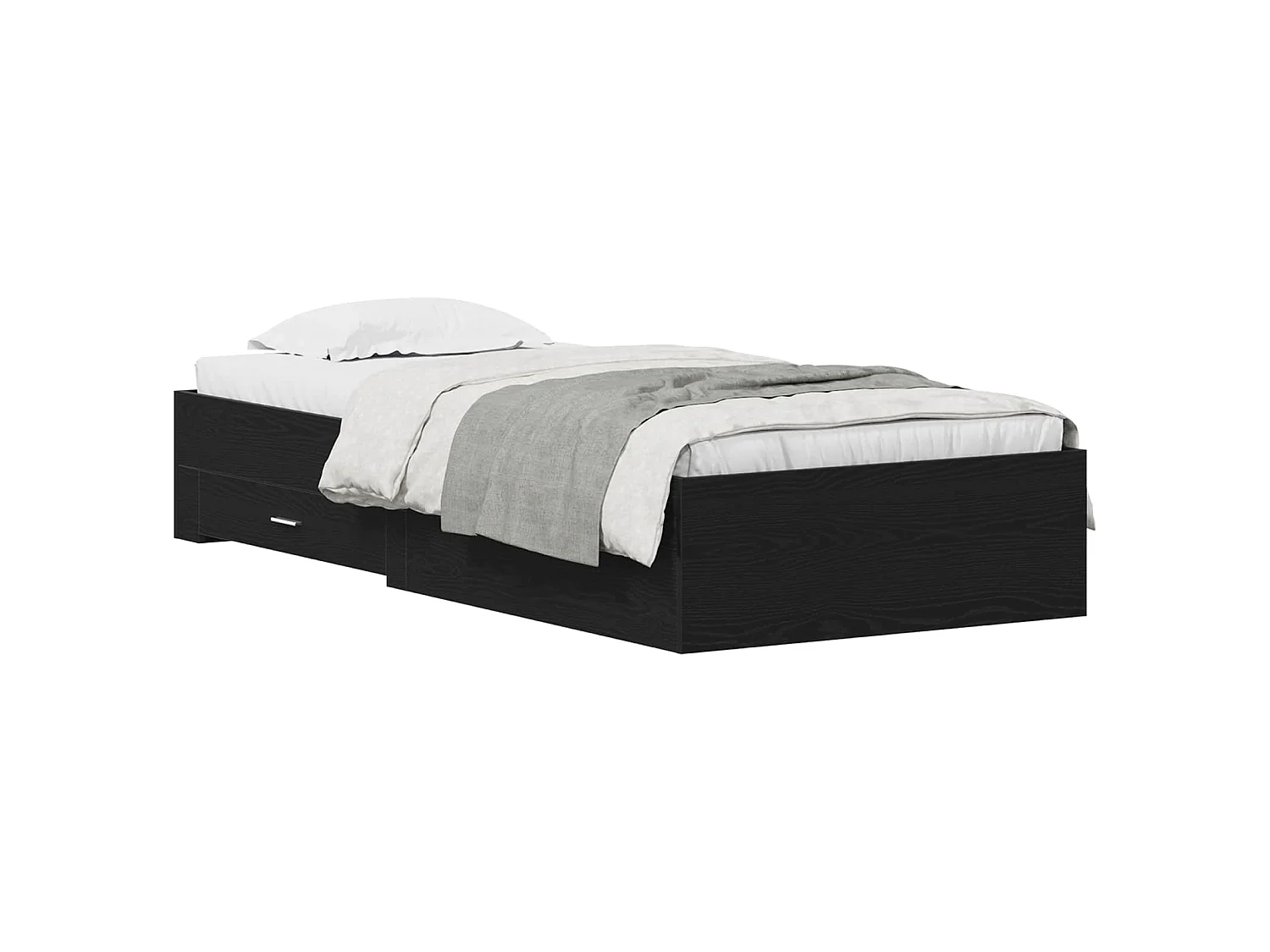 Bedframe met lade Zwart Eiken 100 x 200 cm Bewerkt hout