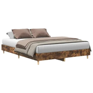 Bedframe zonder matras 150×200 cm spaanplaat gerookt eiken Bedframe zonder matras 150×200 cm spaanplaat gerookt eiken