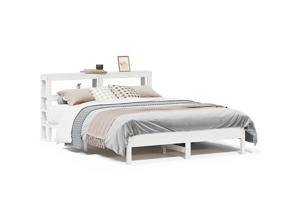 Bedframe zonder matras massief grenenhout wit 160x200 cm