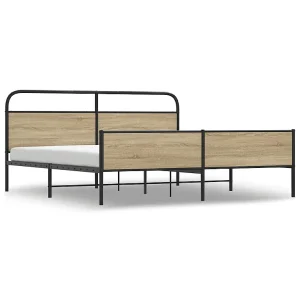 Bedframe zonder matras metaal gerookt eikenkleurig 193×203 cm Bedframe zonder matras metaal gerookt eikenkleurig 193×203 cm