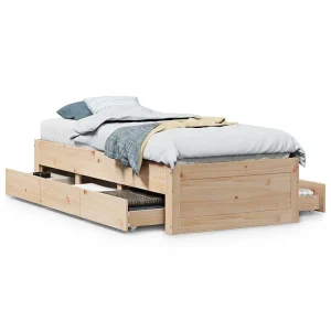 Bedframe zonder matras met lades massief grenenhout 75×190 cm Bedframe zonder matras met lades massief grenenhout 75×190 cm