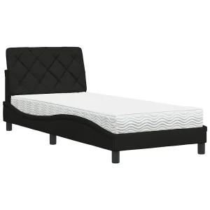 Bed met matras stof zwart 90×190 cm