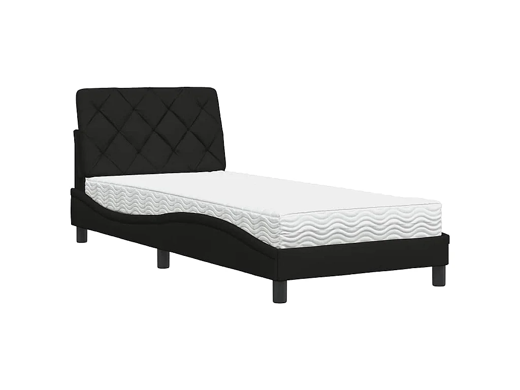 Bed met matras stof zwart 90x190 cm